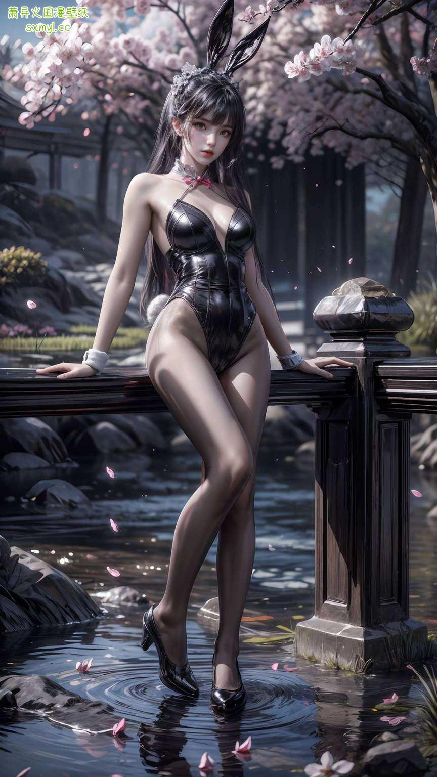 动漫美女映照壁纸间