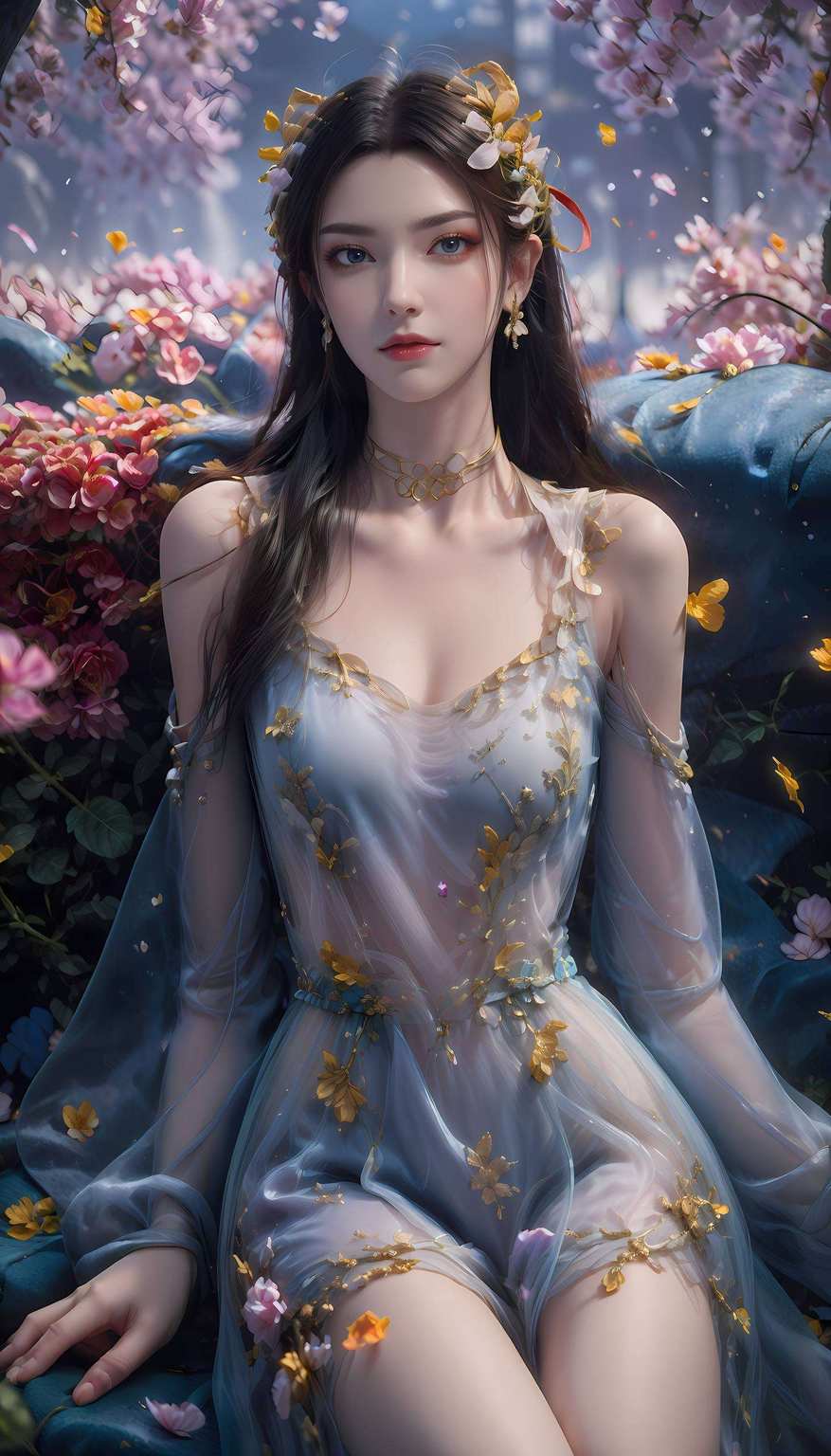 这下可有的看了彩鳞壁纸与她的美貌相映成趣
