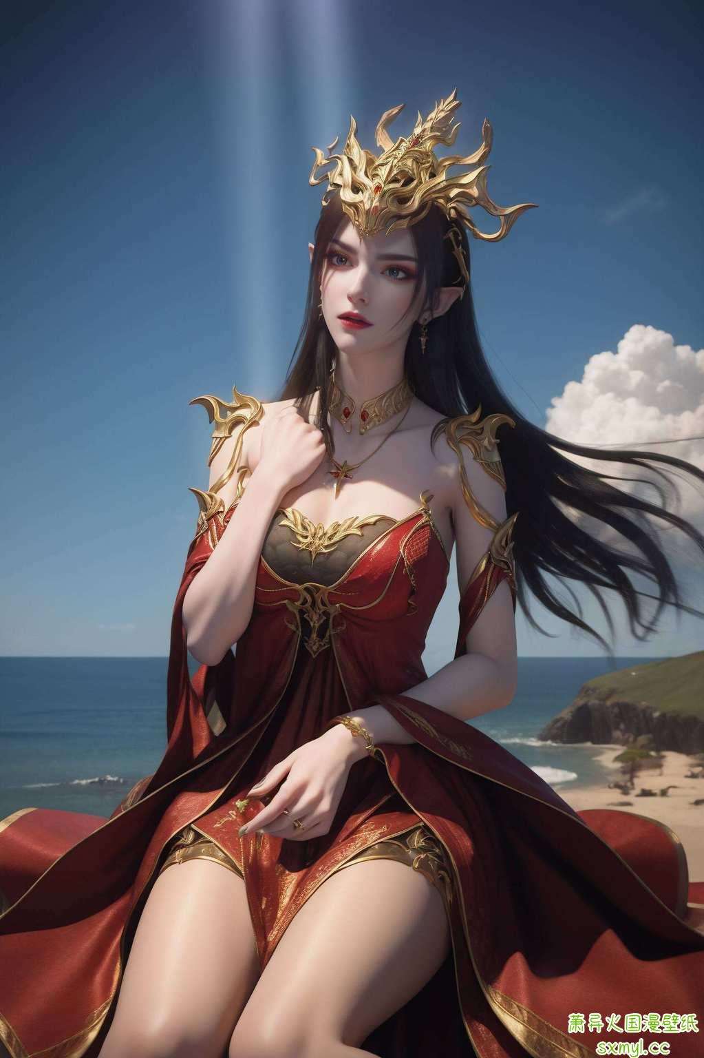 彩鳞绕柱国漫美女