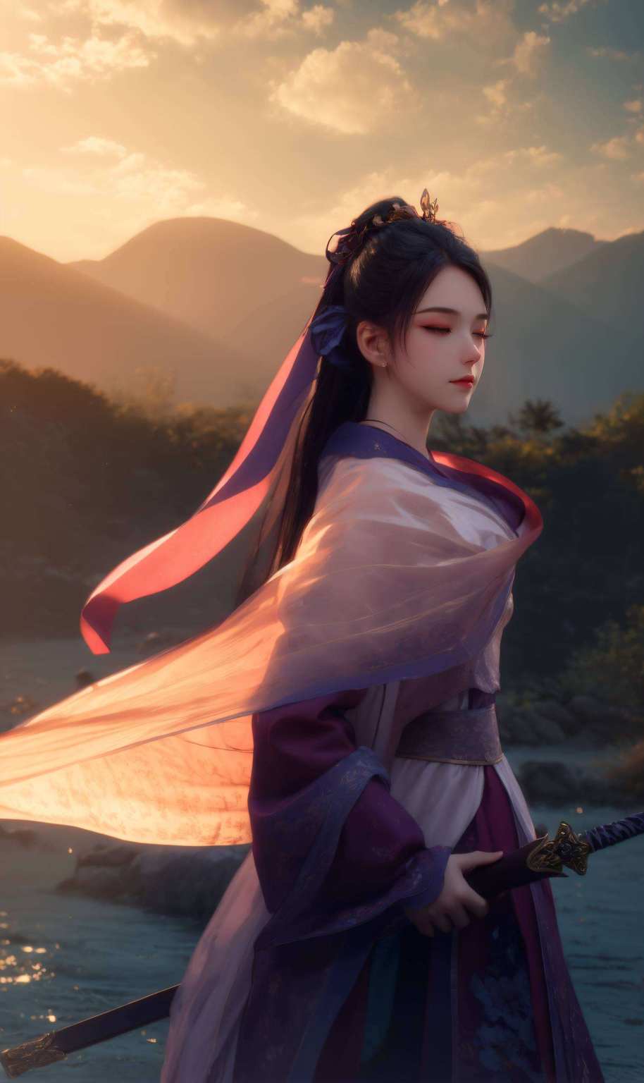 她的倩影在此刻绽放无遗