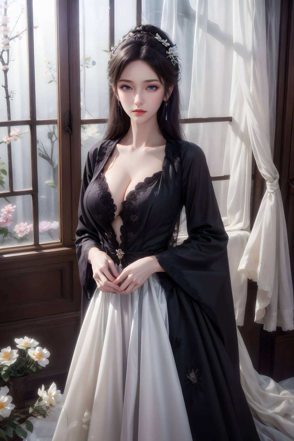 她那飘逸的裙摆、如水的眼眸保准你的电脑都跟着美美哒！哈哈