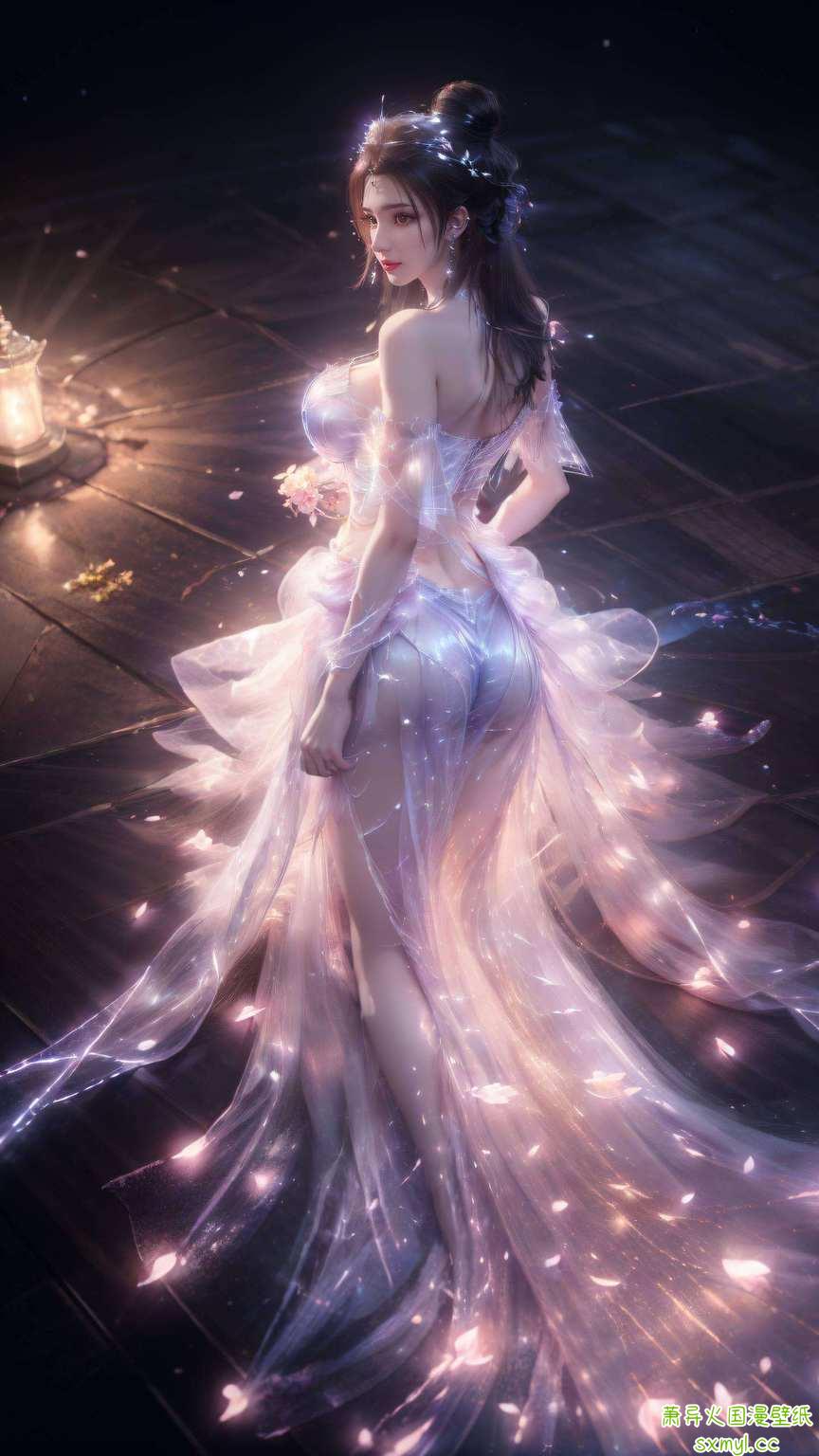 动漫美女电脑桌前