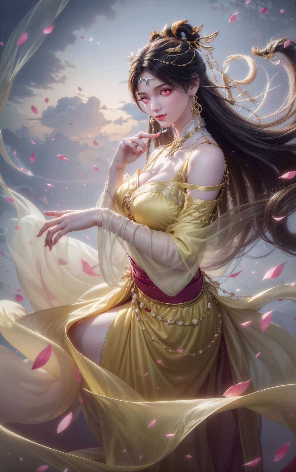 眼神电力十足一袭红衣妖娆