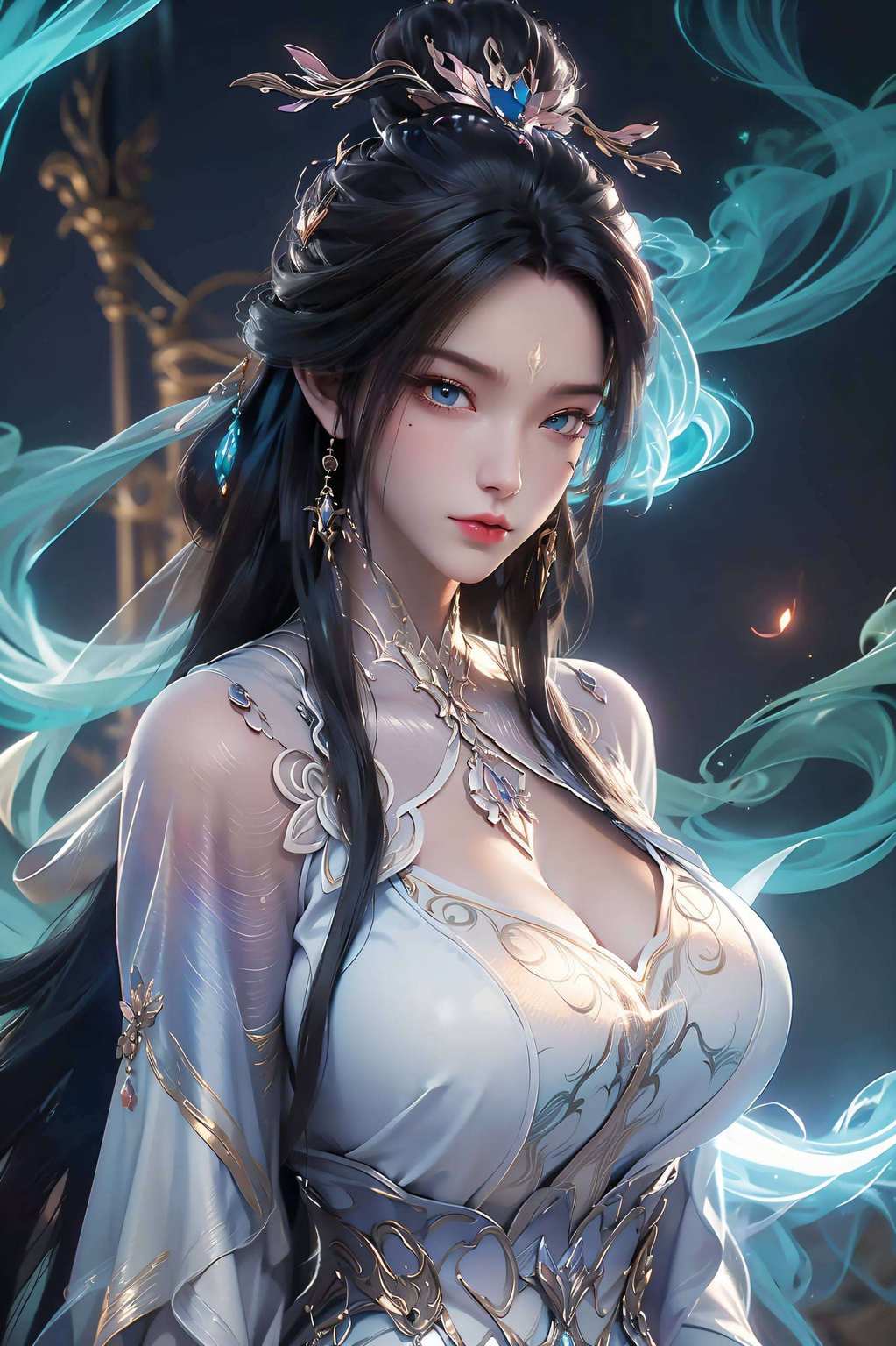 眼神坚定而神秘如同一道绚烂的闪电