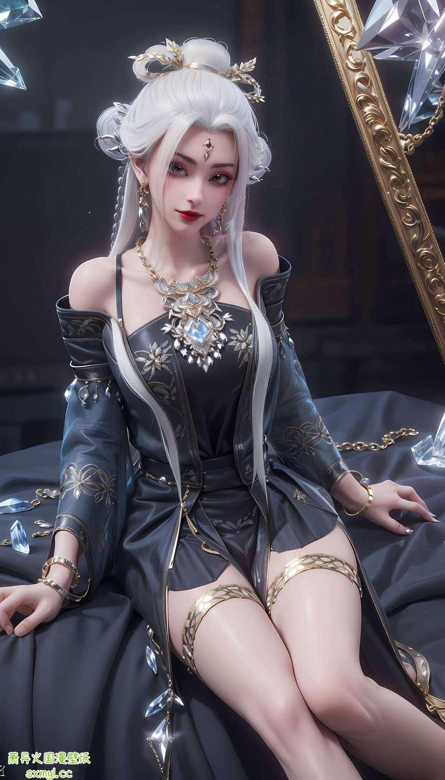 每张小白半脸壁纸都是玄幻世界的门票动漫美女们画风各异