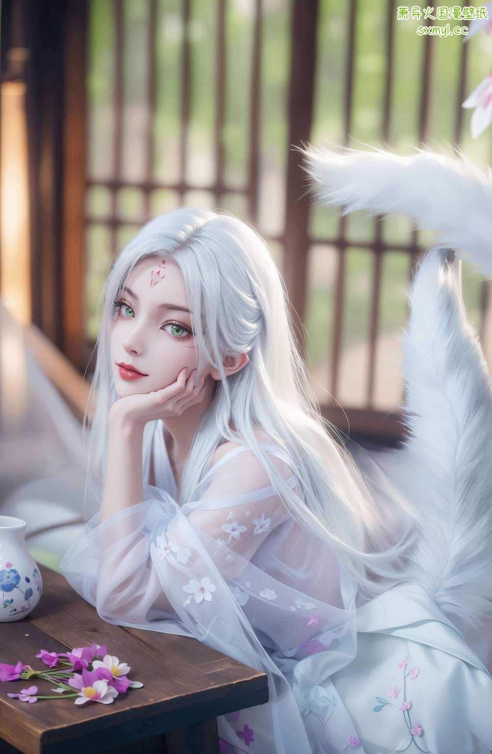 动漫壁纸上的动漫美女灵动可爱国漫女神们翩翩起舞